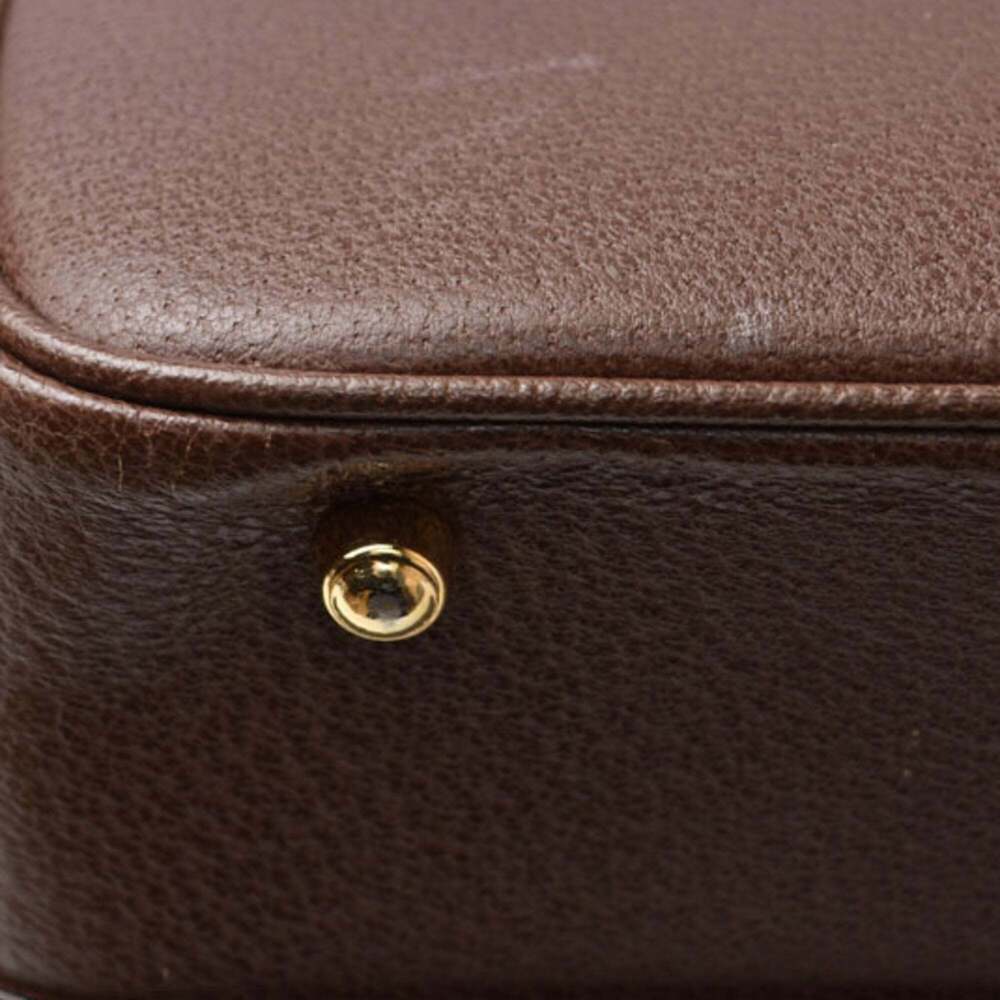 GUCCI Authentic Brown Leather Bamboo Vanity Bag - Picture 7 of 16